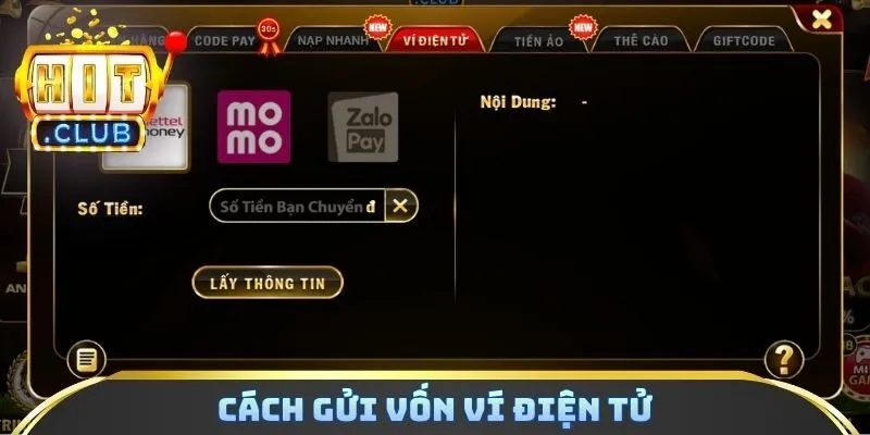 Cách gửi vốn ví điện tử