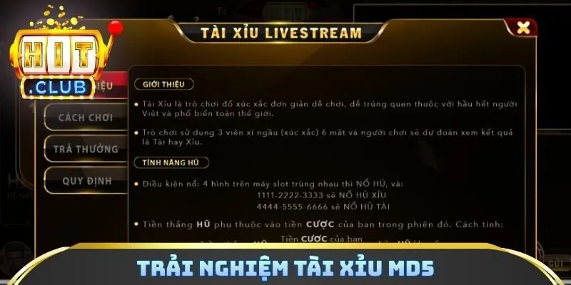 Trải nghiệm tài xỉu MD5